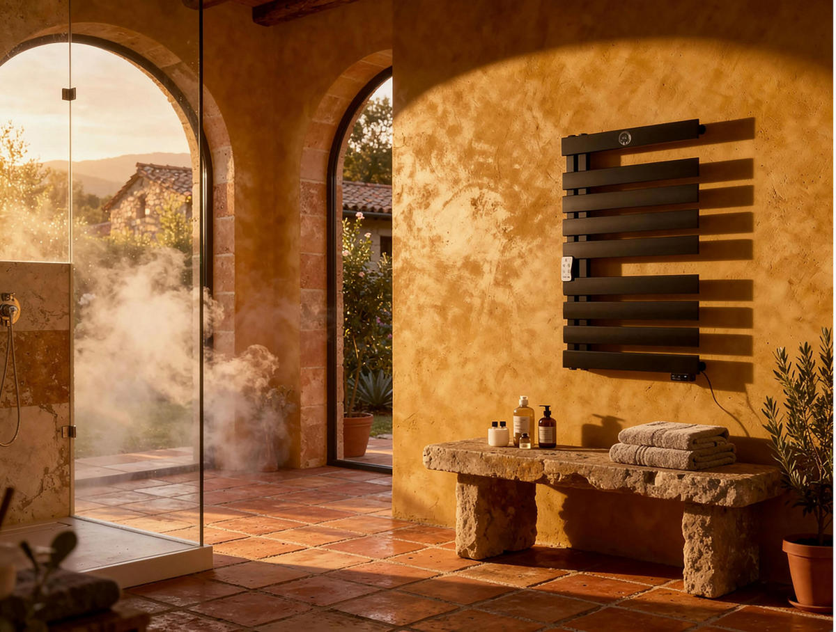 HANDTUCHTROCKNER Schwarz mit Elektrosystem und Wandhalterung 500 W - Schwarz, Metall (55/91/6cm) - Purline