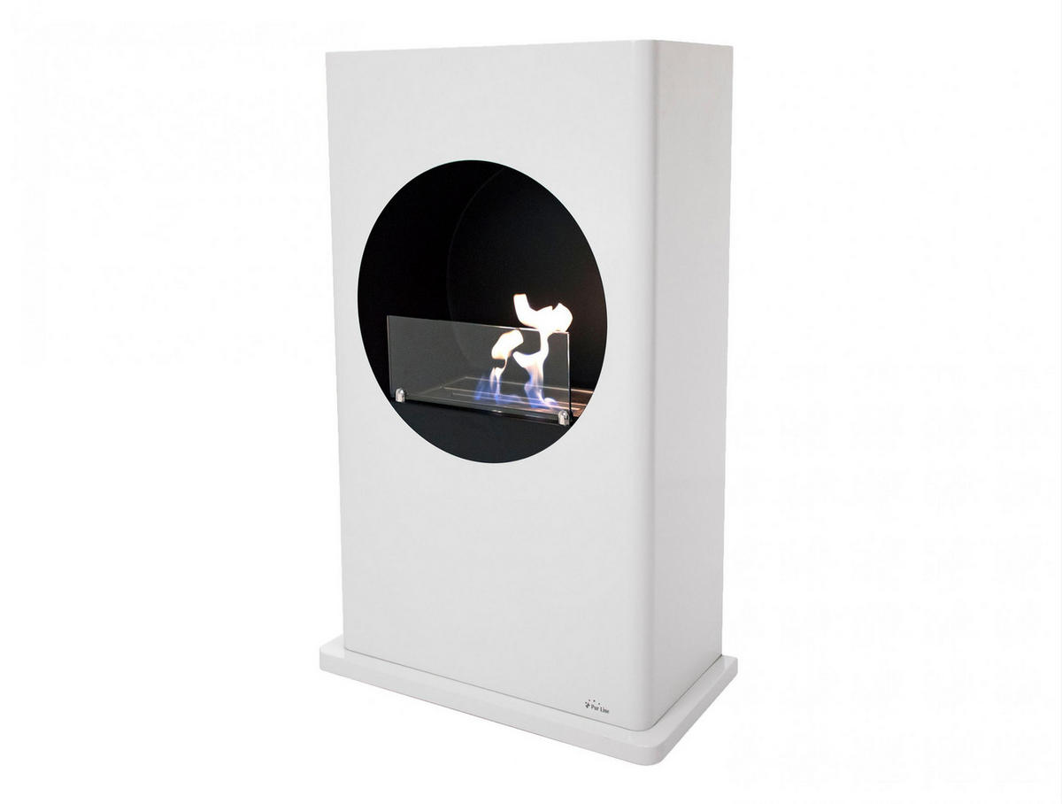 BIOETHANOL-KAMIN Weiß Bodenmodell inklusive 1.5 L Brennblock - Weiß, Metall (64/100/32cm) - Purline