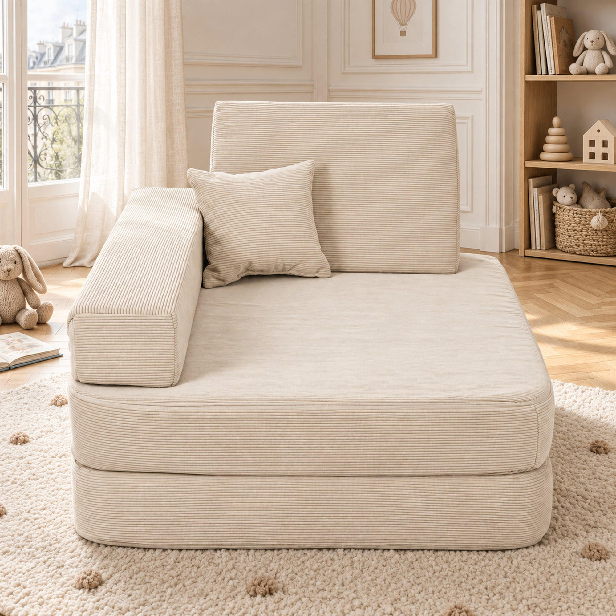KINDERSESSEL Cordsamt Beige - Beige, Textil (80/24/80cm) - AngeLove