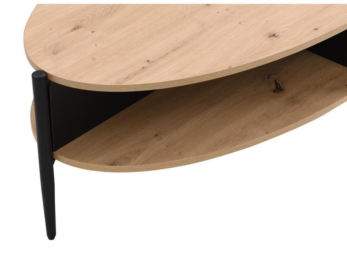 COUCHTISCH mit 4 Ablagefächern - MDF & Metall - Holzfarben hell & Schwarz - EVARO - Hellbraun/Schwarz, Holz (125/65/39cm) - Vente-Unique