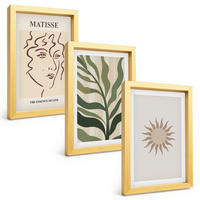 BILDER SET 3er Set - 20x30 cm Goldrahmen - Abstrakte Pflanzenmuster - Goldfarben, Kunststoff (20/30cm) - TULUP