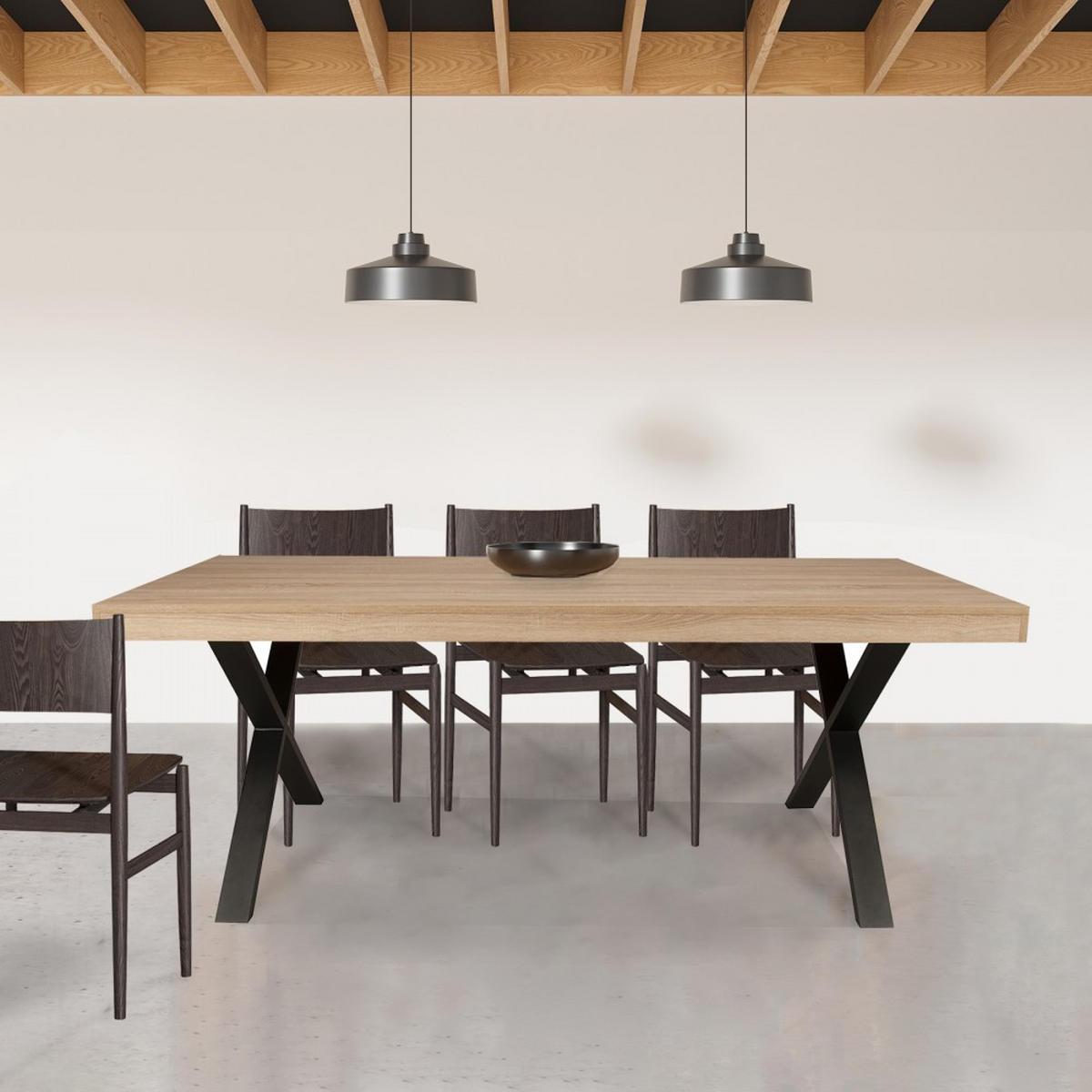 ESSTISCH CADIX/ TISCH 200x90cm - 8 Personen - Eiche gebleicht dekor - Eichefarben, Holzwerkstoff (180/90/77cm) - Weber Industries