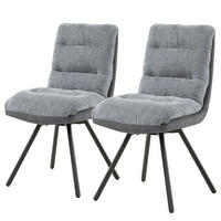 POLSTERSTUHL - 2er-Set - Schwarz/Grau, Textil/Metall (48/95/66cm) - home24
