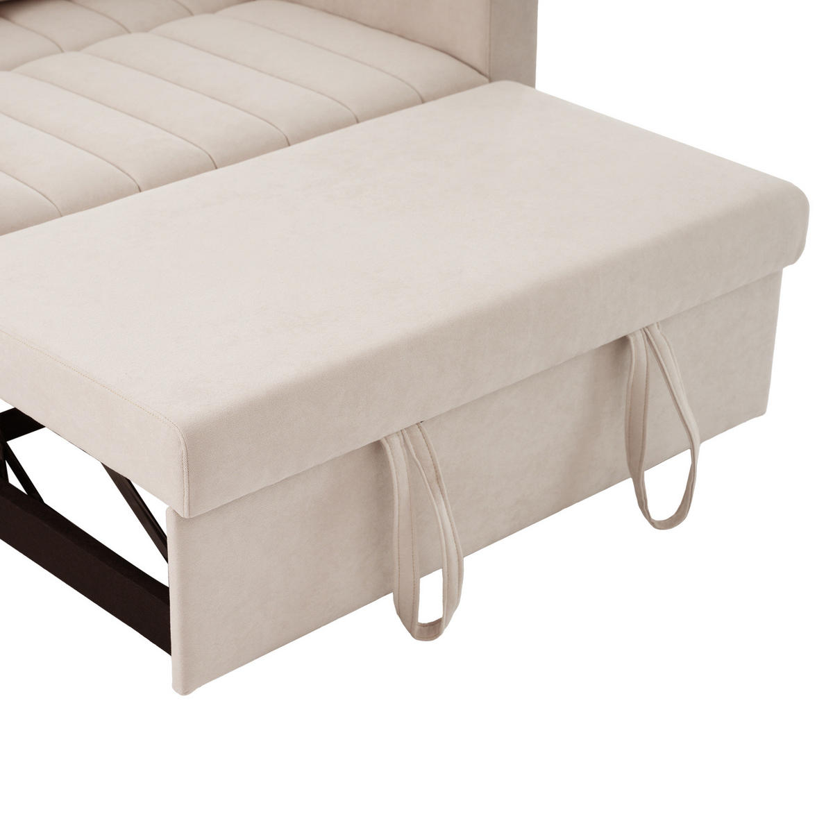 SCHLAFSOFA 136/162 cm in Beige – verstellbar mit Getränkehaltern - Beige, Textil (136/84/162cm) - BEAOK