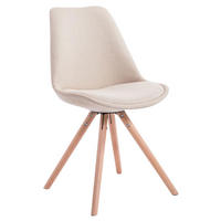 STUHL Stoff creme - Eukalyptusholzfarben/Creme, Holz/Textil (48/84/56cm) - CLP