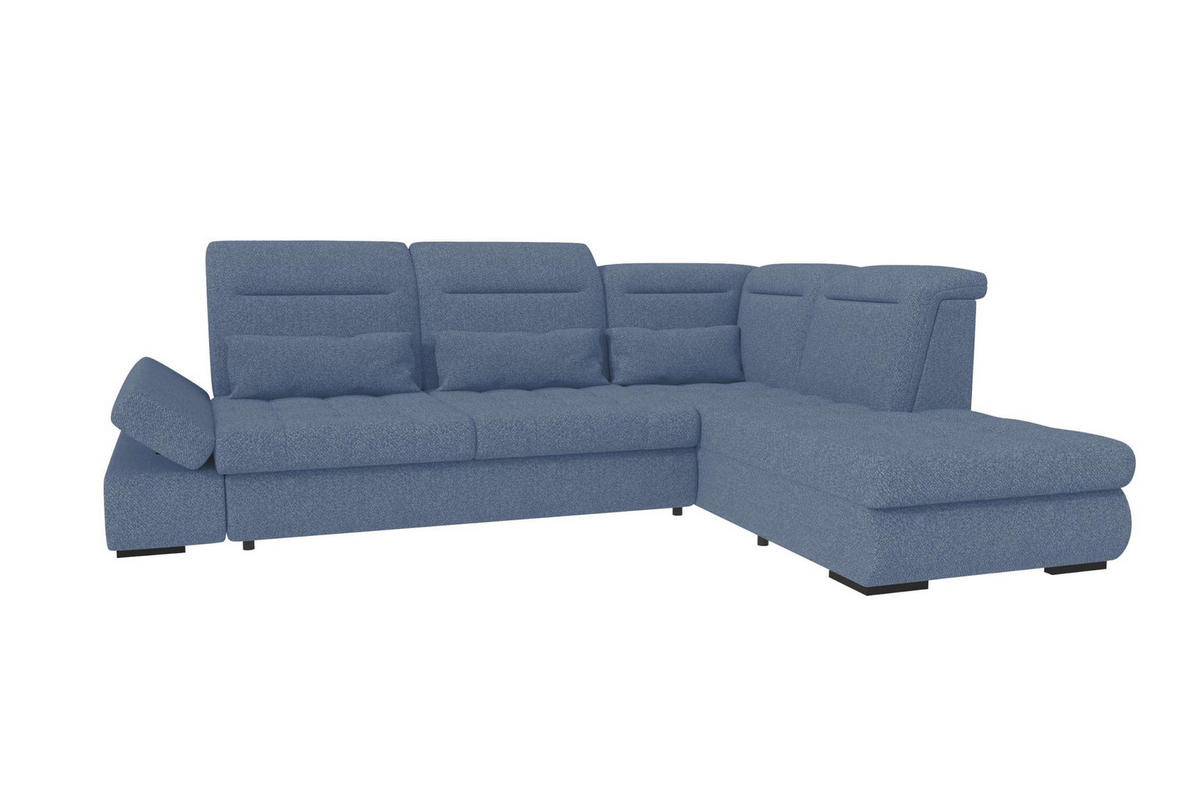 ECKSOFA Toscana Strukturstoff inkl. Schlaffunktion - Blau, Textil (279/227cm) - 99rooms