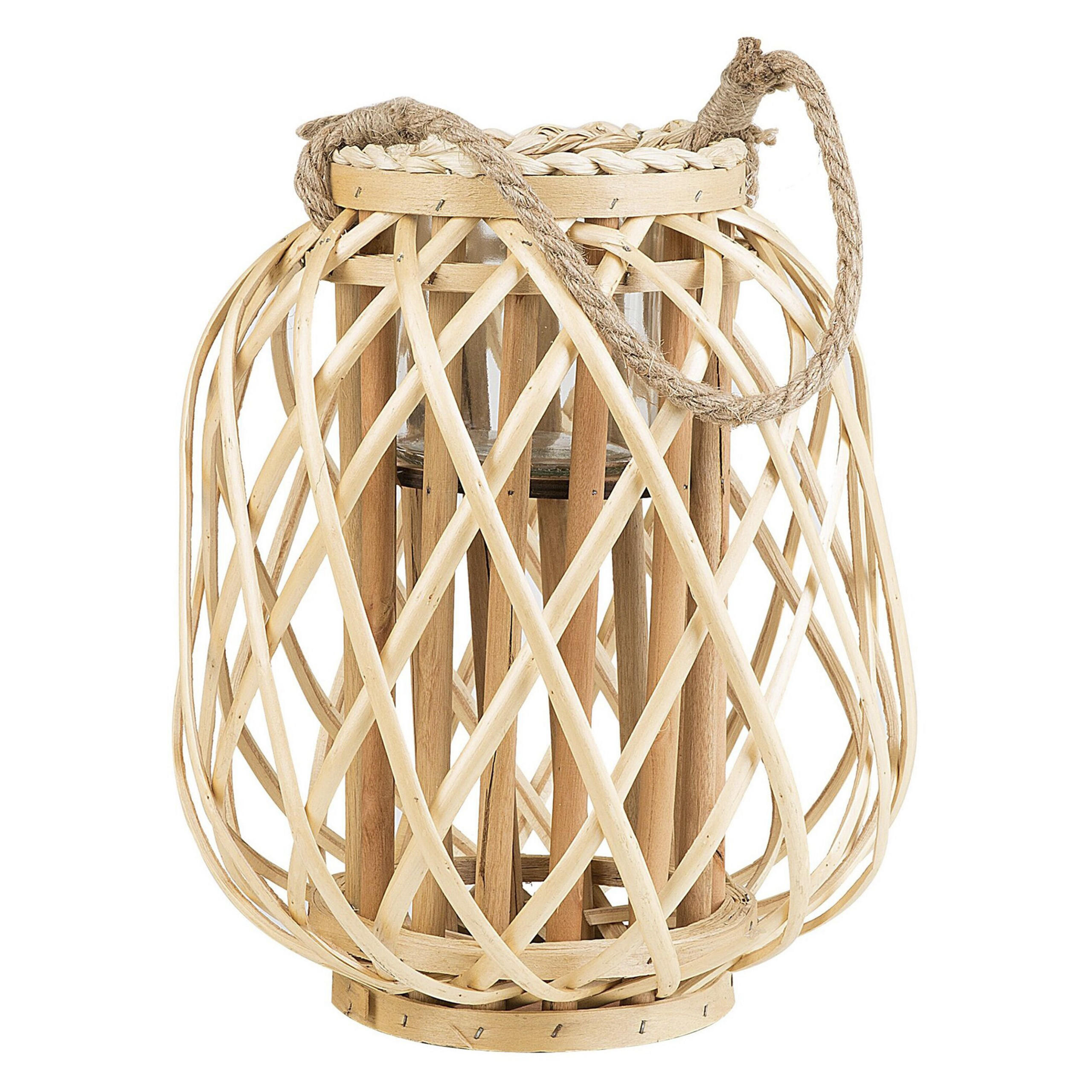 LATERNE Heller Holzfarbton Mauritius - Hellbraun, Holz (25/30/25cm) - Beliani