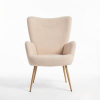 OHRENSESSEL hoher Rücken mit Armlehnen, DE-42171, Beige - Beige, Metall (74/94.5/71cm) - ComfortXL
