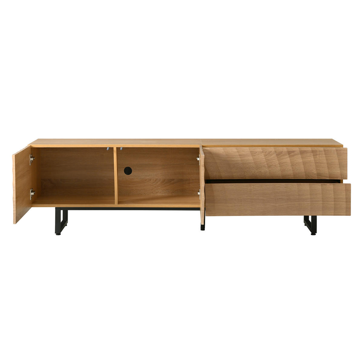 TV-SCHRANK 180 cm Natur Holzoptik mit 3D-Holzstruktur, Schubladen & Schrank - Naturfarben, Holzwerkstoff (180/51.5/38cm) - Urban Meuble