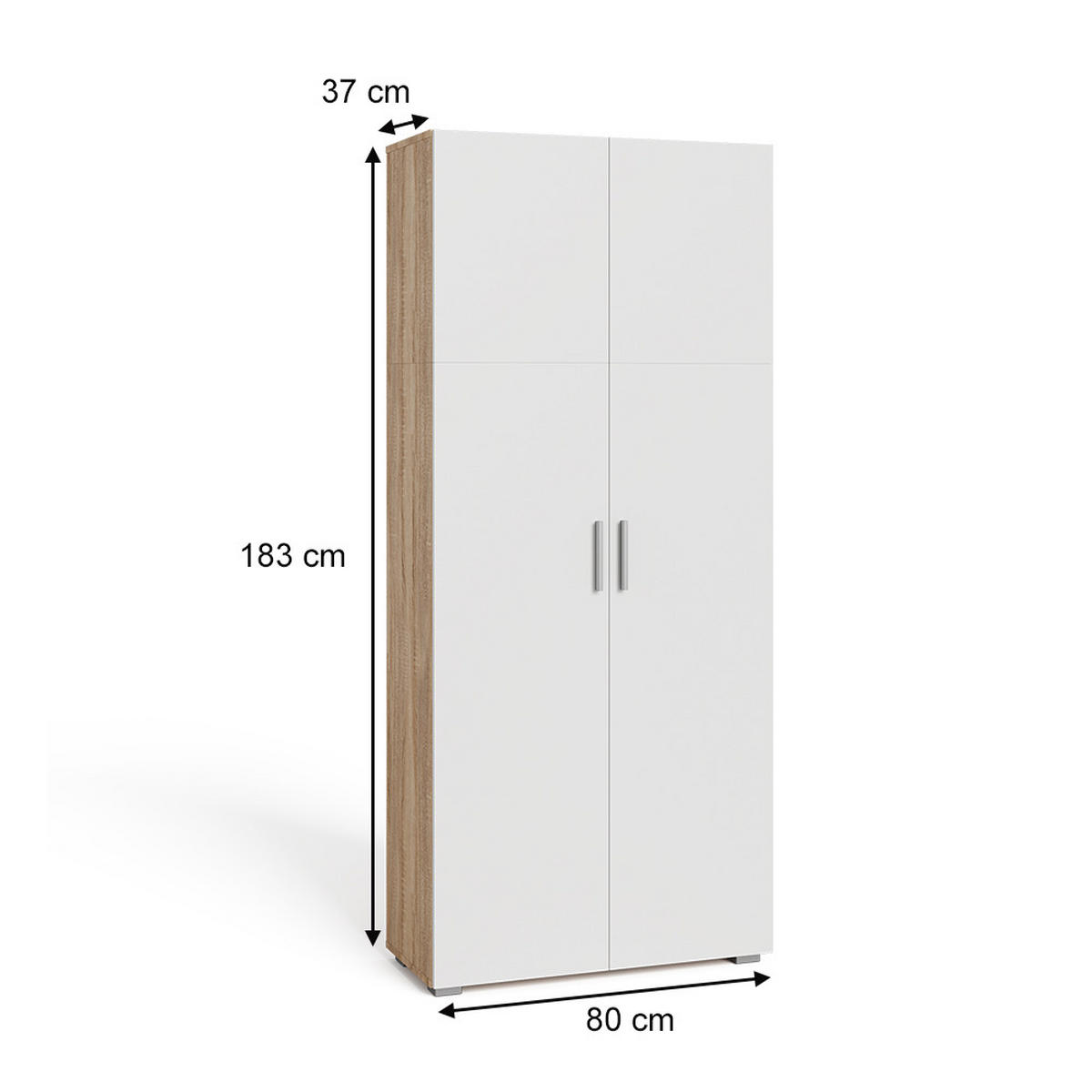 MEHRZWECKSCHRANK Ingo Sonoma 80 x 182.4 cm - Sonoma Eiche, Holzwerkstoff (80/182.4/37cm) - Vicco