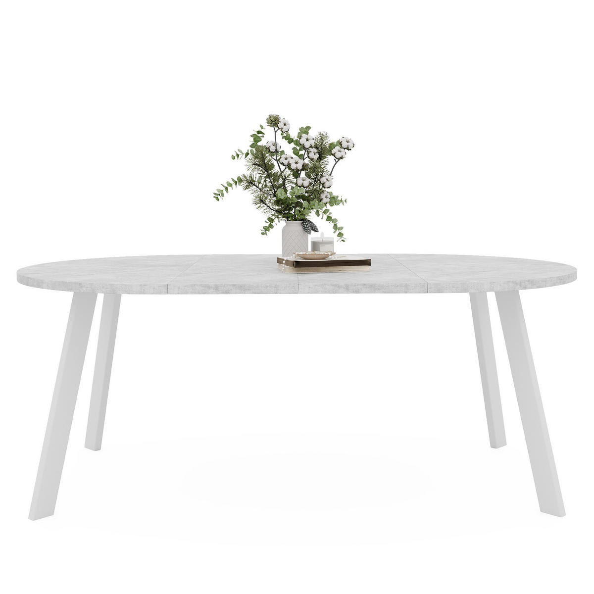 TISCH Weiße Beine, MDF Tischplatte, Bellato Grau - Weiß/Grau, Holzwerkstoff (100/100/76cm) - Idohome