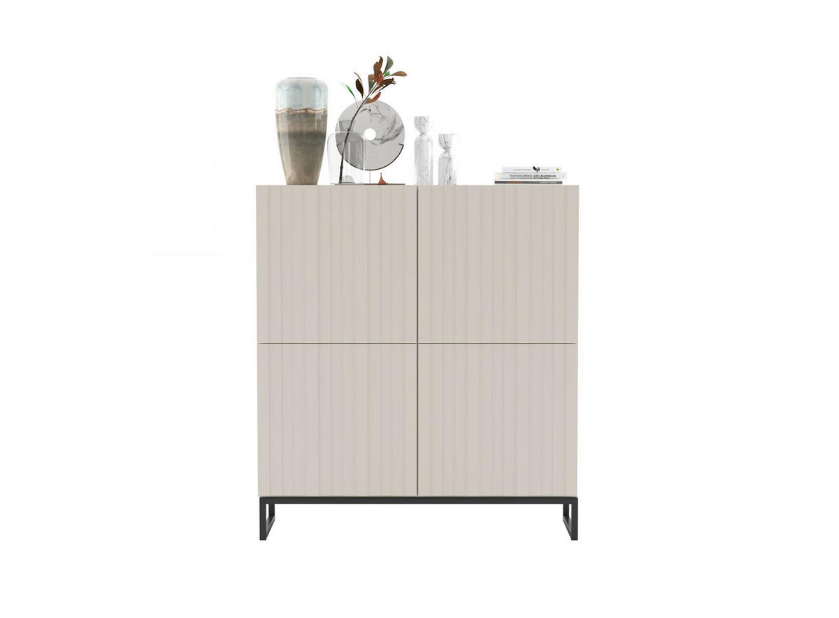 KOMMODE Elpis 4D Kaschmir Matt mit metallrahmen Glamour 112 cm - Kaschmir, Holzwerkstoff (112/126/36.5cm) - Meble Lindner