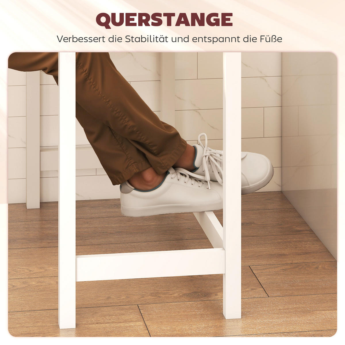 BARTISCH und Barhocker-Set 3tlg. mit Holzoptik - Eichefarben/Weiß, Holz (48/91/108cm) - HOMCOM
