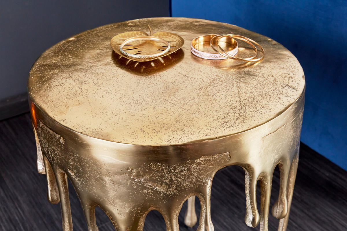 BEISTELLTISCH LIQUID LINE Metall Gold 50 cm - Goldfarben, Metall (37/37/51cm) - riess-ambiente
