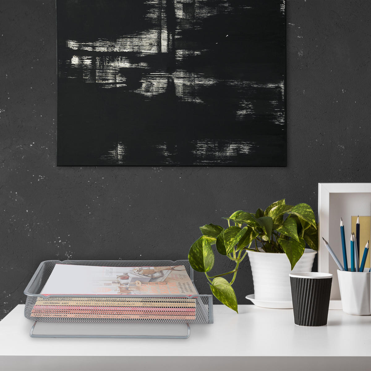 ULOŽTE dokumenty - strieborná, kov (28.5/6.5/34cm) - Relaxdays