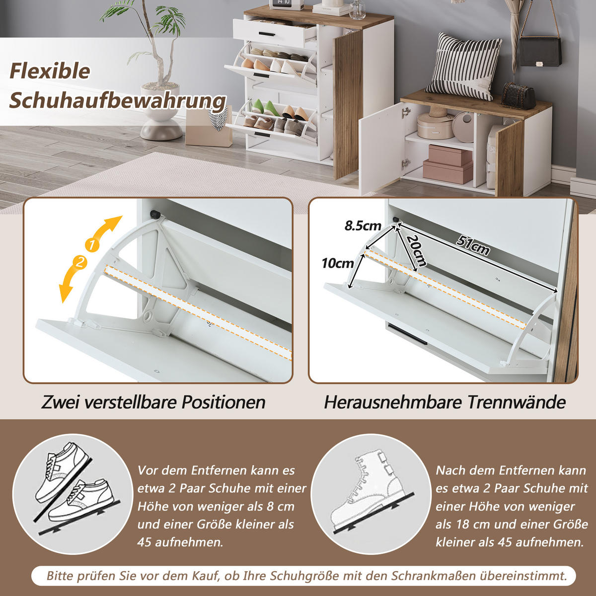 GARDEROBE-SET 5-teilig Schuhschrank Schuhbank Spiegel Haken - Multicolor, Holzwerkstoff (85/85/36cm) - FLIEKS