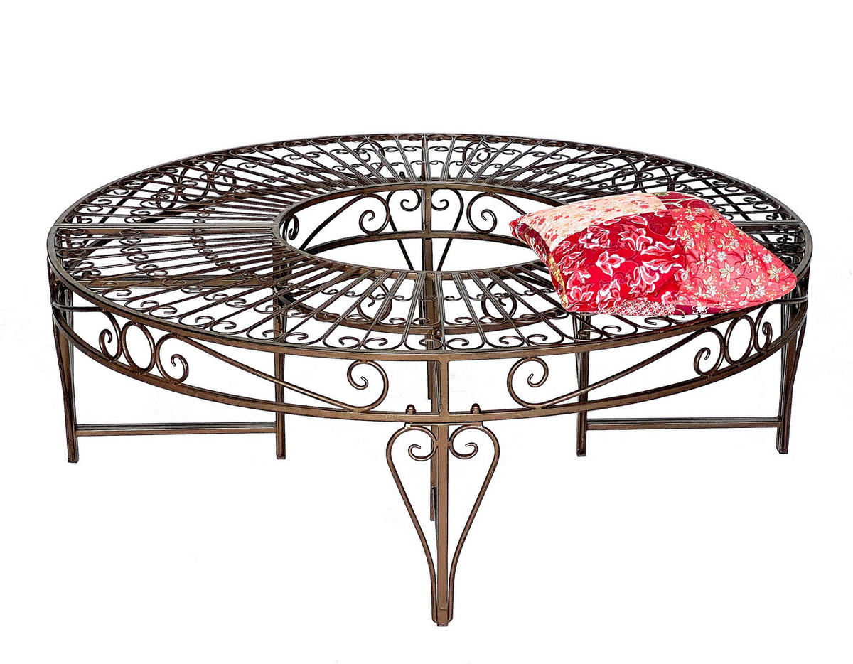 RUNDBANK Garten Metall Braun Ø 135 cm 96188 - Braun, Metall (135/46/135cm) - DanDiBo