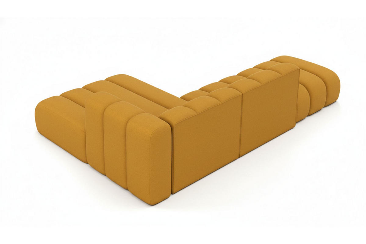 ECKSOFA L-form mit Hocker, Grand Mini, Stoff Salvador, Gelb, Links - Gelb, Holz (295/179cm) - Kaiser Möbel