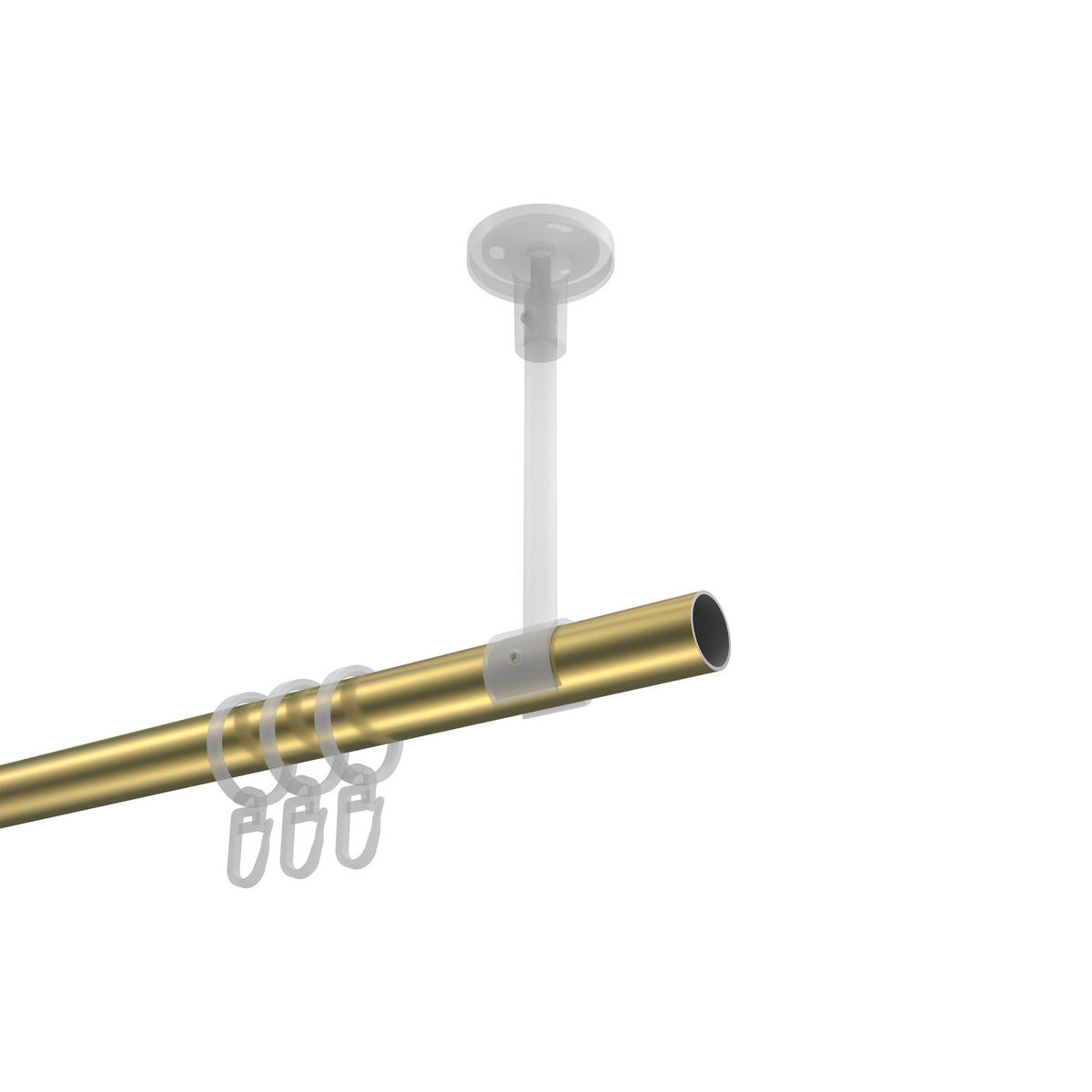 GARDINENSTANGEN-SET Sonette Elanto 280 cm (geteilt in 2 x 140 cm), 1-läufig, 20 mm Ø Messing-Optik - Messingfarben, Metall (280cm) - INTERDECO