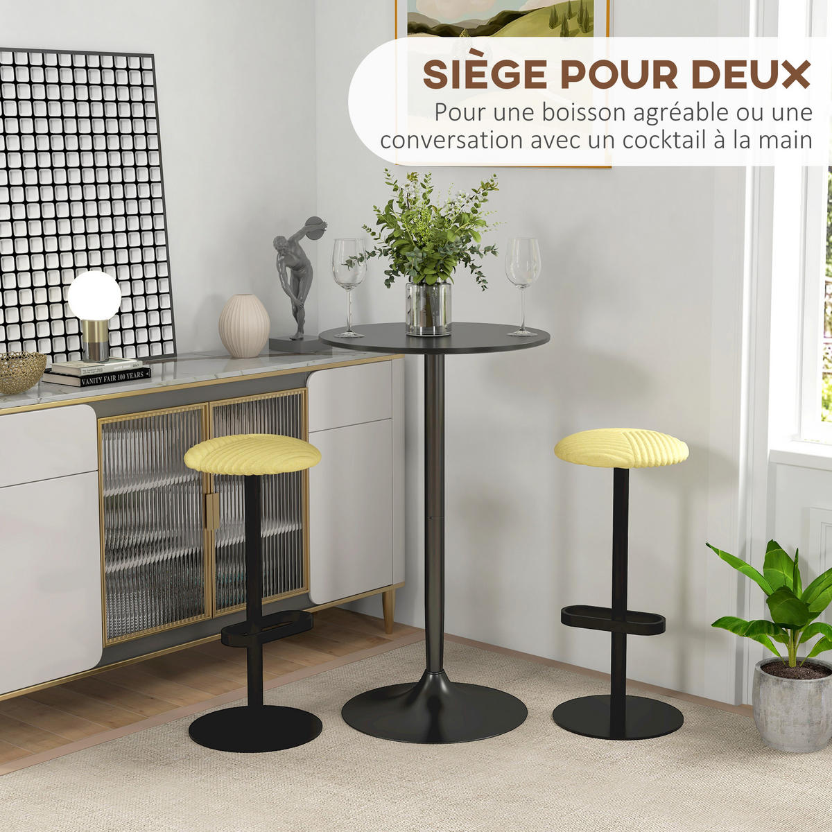 BARTISCH Schwarz 1 Stück - Schwarz, Naturmaterialien (60/60/102cm) - GiPP