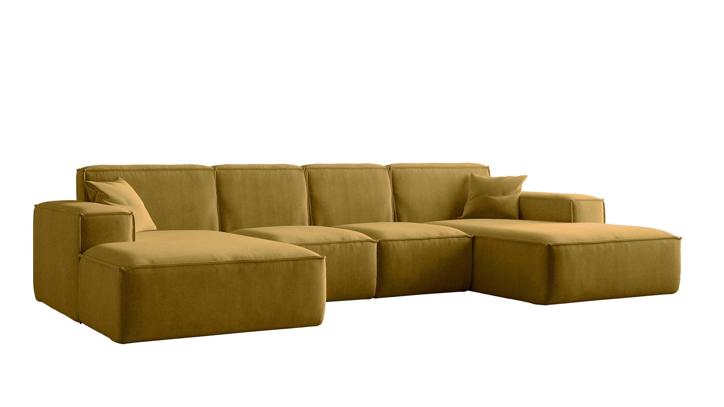 ECKSOFA U-Form Siena, U-förmiges Ecksofa, Stoff Salvador Gelb - Gelb, Holz/Textil (344/165cm) - Kaiser Möbel