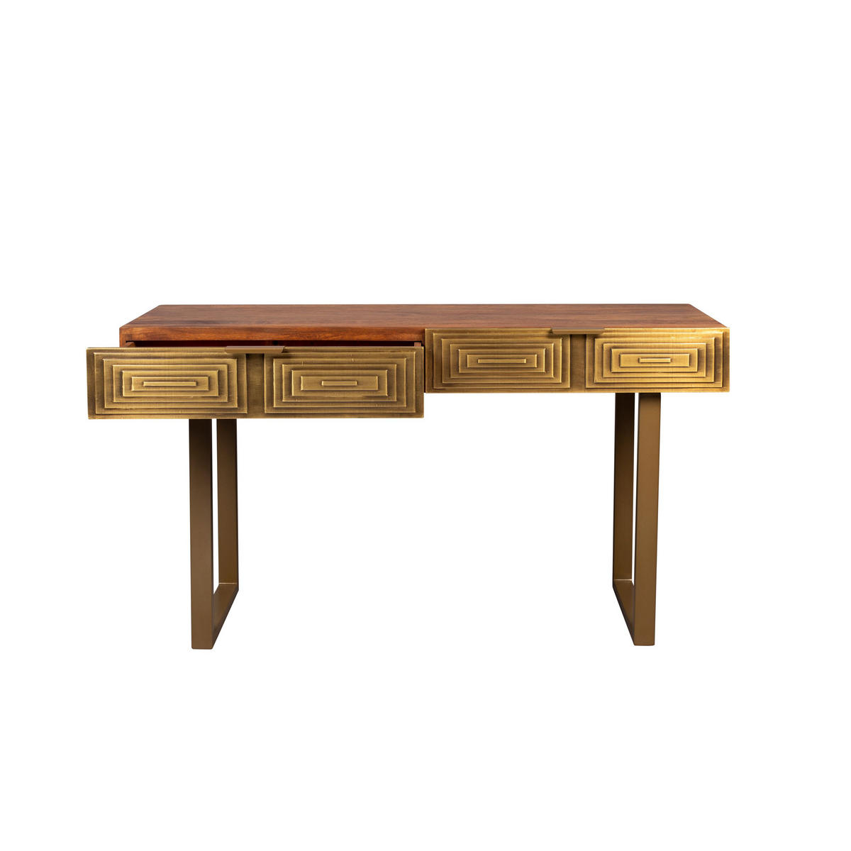 KONSOLENTISCH Volan Gold - Goldfarben, Holz (140/140/76cm) - Dutchbone