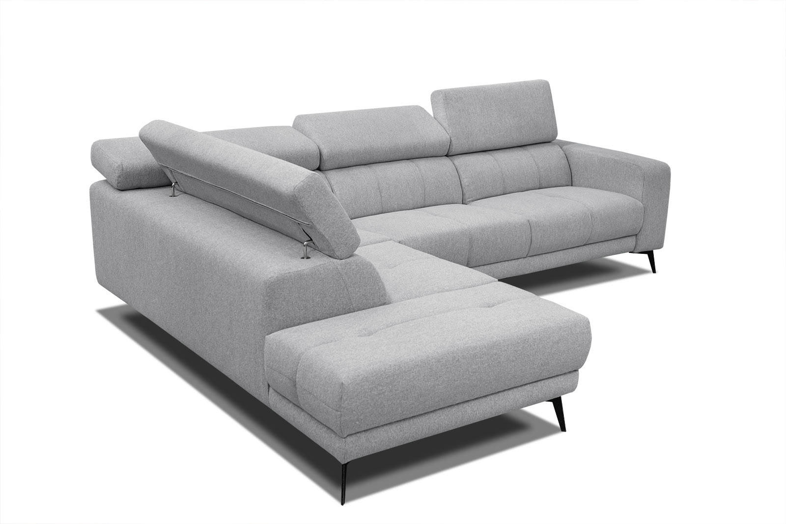ECKSOFA MORELLO 5-Sitzer, silberfarben - Silberfarben/Schwarz, Holzwerkstoff/Textil (158/269cm) - Courtois Laville