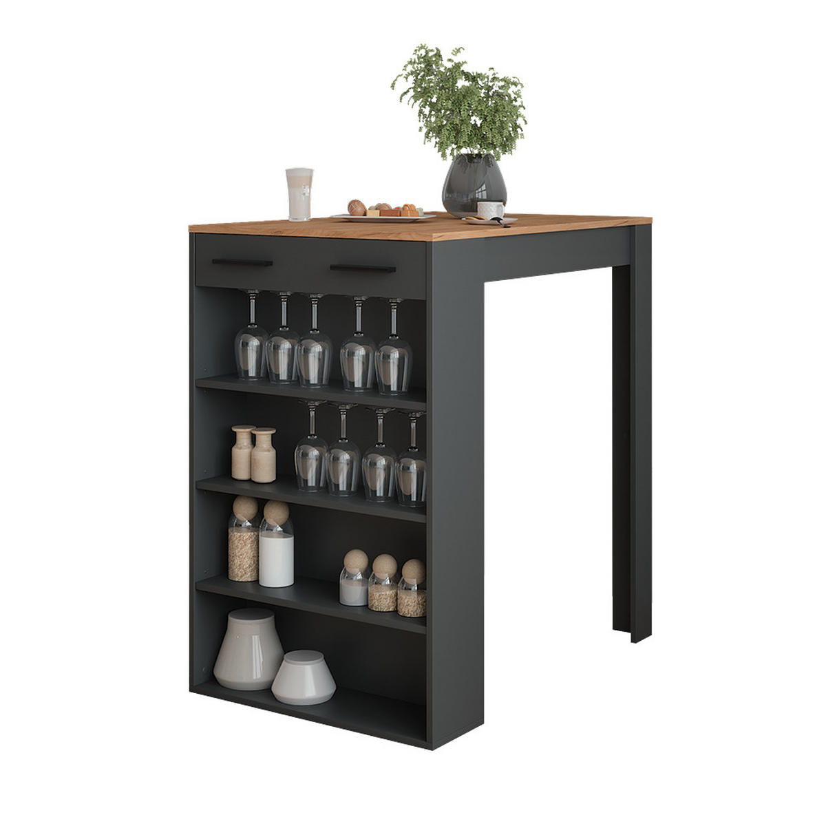 BAROVÝ STŮL Repose Zlatý dub power/antracit - medově dubová/antracitová, kompozitní dřevo (100/67/106cm) - Vicco