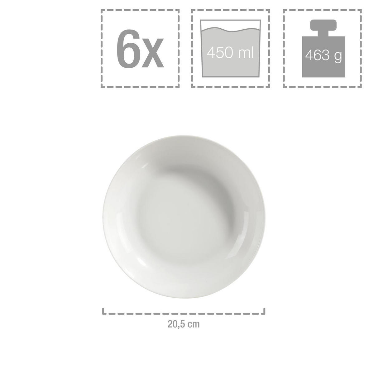SUPPENTELLER SET NEW PORT - 6 teilig aus Porzellan - Weiß, Keramik (21cm) - Sänger