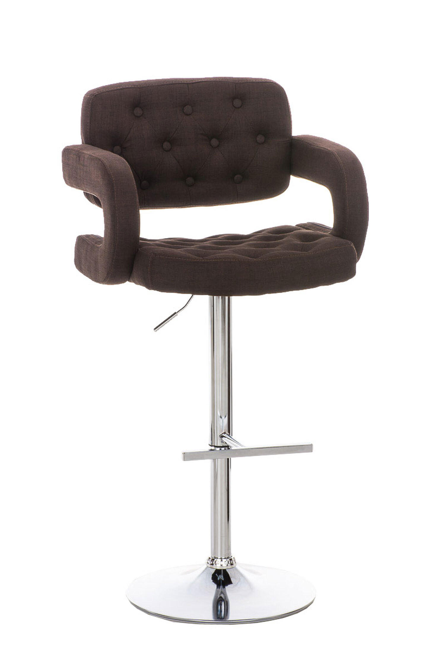 BARHOCKER Dubai, Gestell Metall in Chromoptik, STOFF Braun - Chromfarben/Braun, Textil/Metall (52/100/55cm) - TPFLiving
