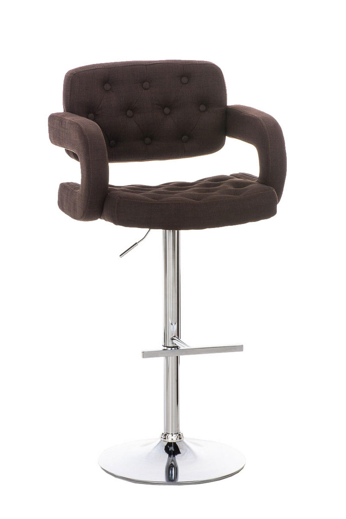 BARHOCKER Dubai, Gestell Metall in Chromoptik, STOFF Braun - Chromfarben/Braun, Textil/Metall (52/100/55cm) - TPFLiving