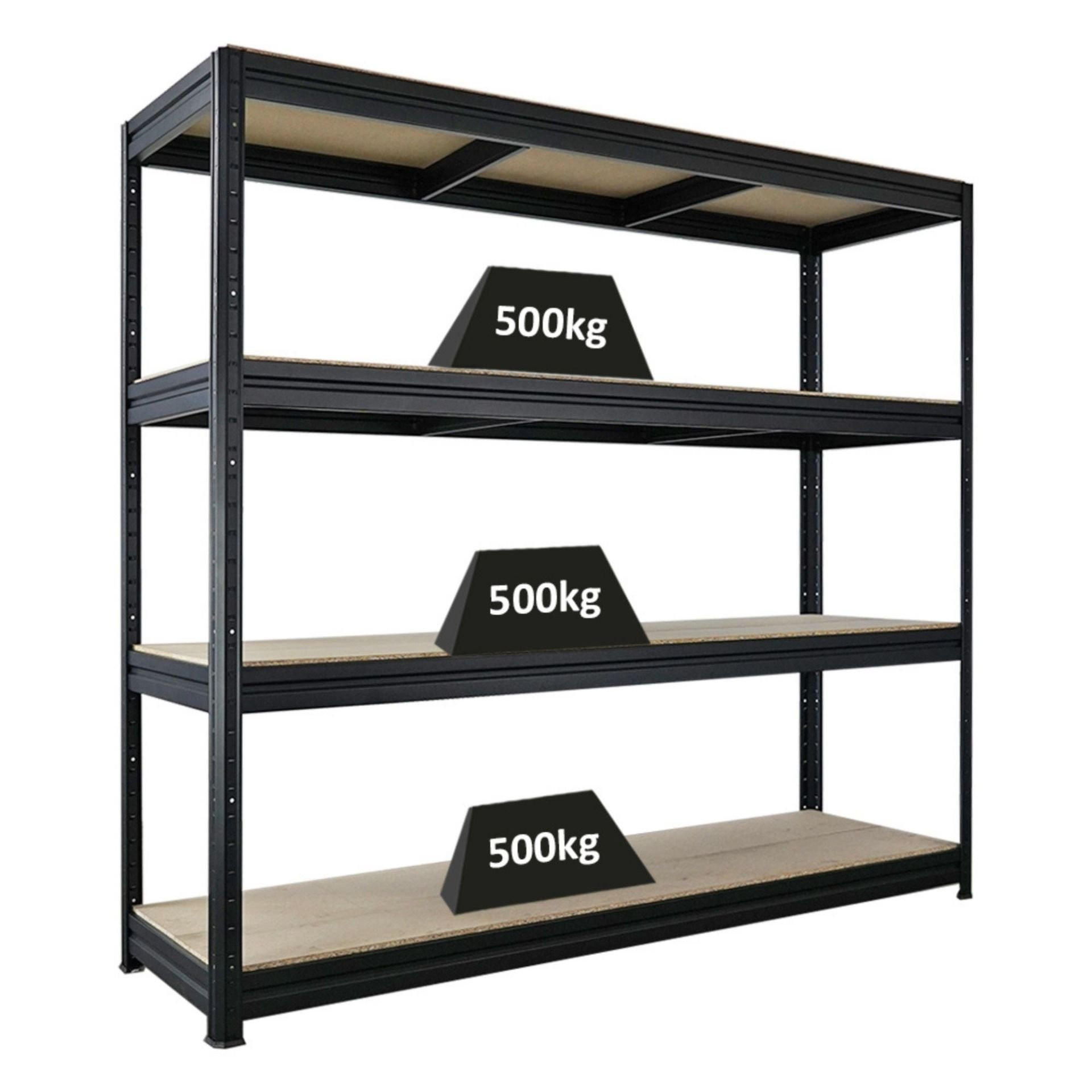 SCHWERLASTREGAL Dino 180x200x60cm Spanplatten-Ebenen Schwarz - Schwarz, Metall (200/180/60cm) - PROREGAL