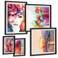 BILDER SET 5er Set - 50x50 cm & 20x30 cm & 40x60 cm Schwarzer Rahmen - Italienische Flüsse, Hügel, Straße - Schwarz, Kunststoff (40/60cm) - TULUP
