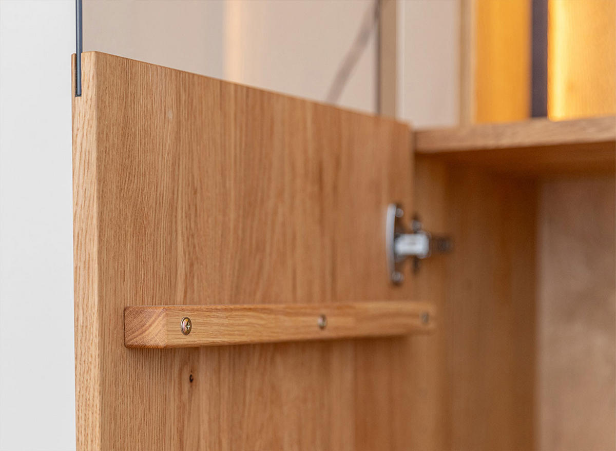 WOHNZIMMER-SET Collodi Wildeiche Natur - Sideboard 185cm - Türanschlag links - Wildeiche/Eichefarben, Holz (313/205/43.5cm) - Feldmann-Wohnen