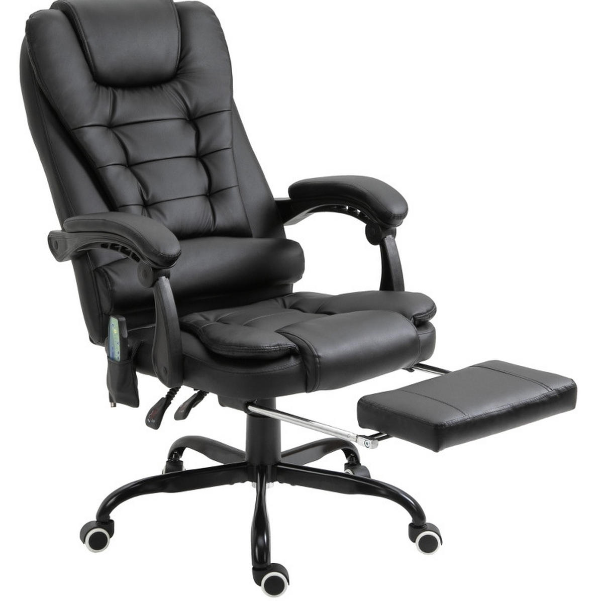 BÜROSTUHL in Schwarz 79x67x121 cm mit Massagefunktion, Fußstütze und verstellbarer Rückenlehne - Schwarz, Kunststoff (67/121/79cm) - IVMEU