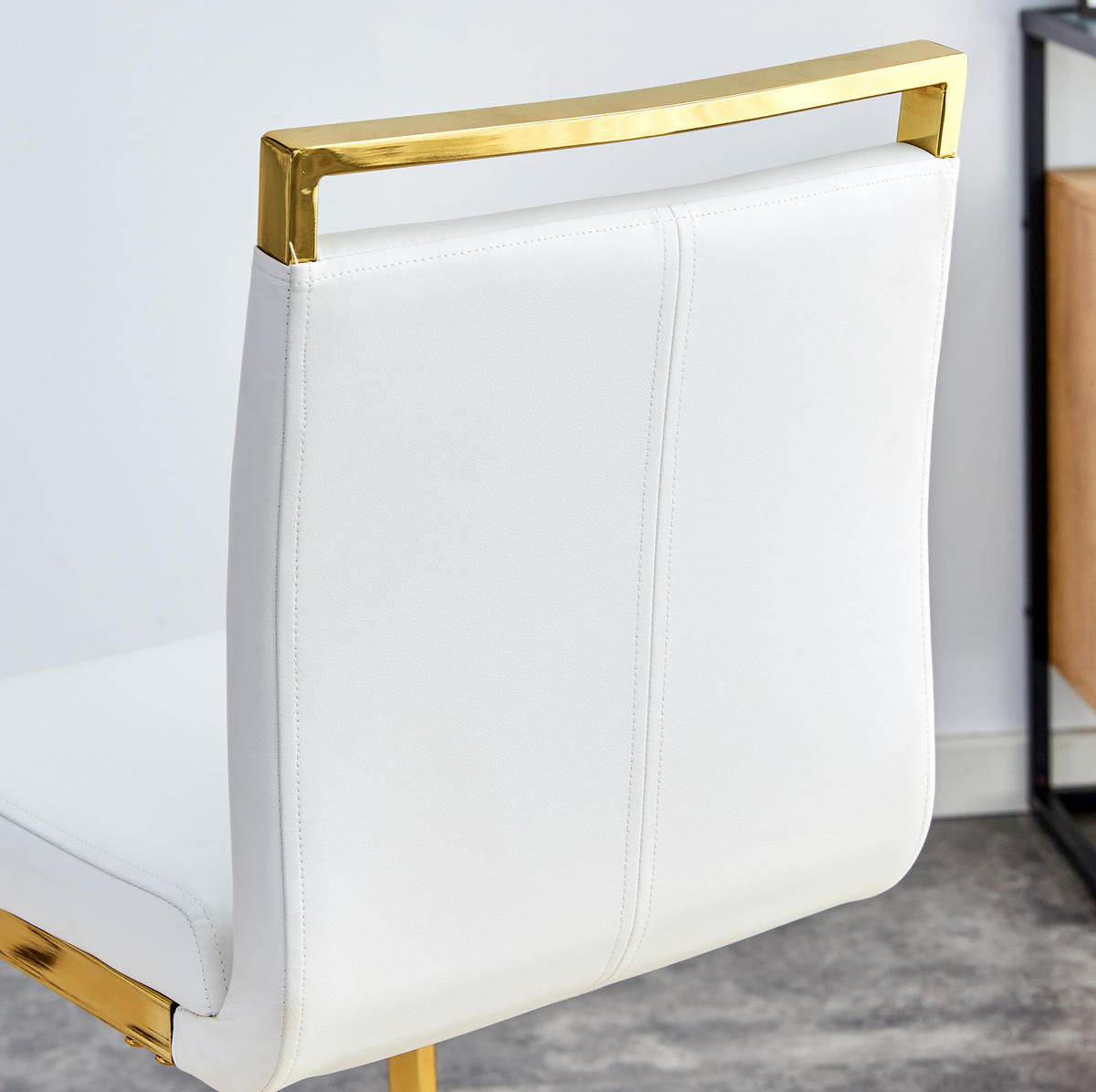 BARHOCKER 2er-Set 96,5 cm Metall/Kunstleder White+Gold - Weiß, Metall (46.5/96.5/39cm) - Meubliv
