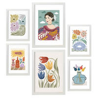 POSTER Set Mit 6 Drucken Garten In Ethnischendruckkollektionen Dekorative Rahmen Für Ihr Wohnzimmer Zuhause Wandkunstdruck A3 & A4 Weißer Rahmen - Weiß, Papier (29/3cm) - Nacnic