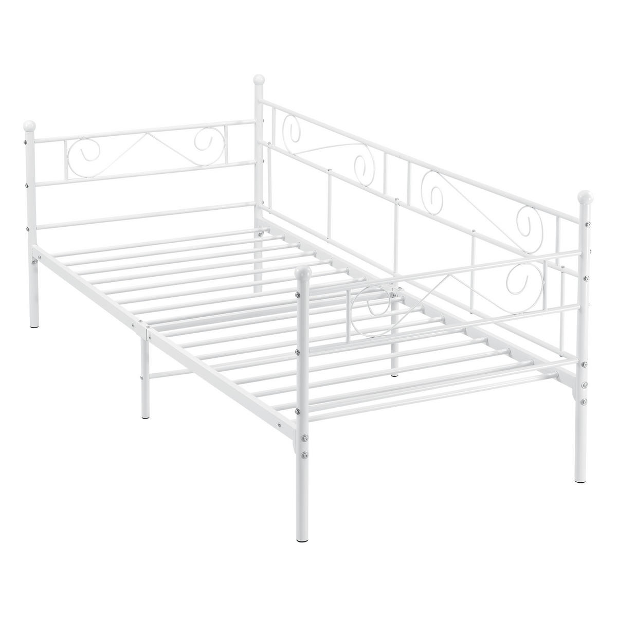 TAGESBETT Kerava - Weiß, Metall (90/200cm) - [en.casa]
