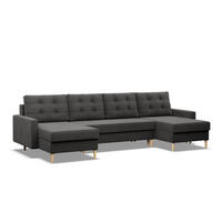 U-ECKSOFA MIT SCHLAFFUNKTION BLANK, Grau - Grau, Textil (294/88/140cm) - Mebligo
