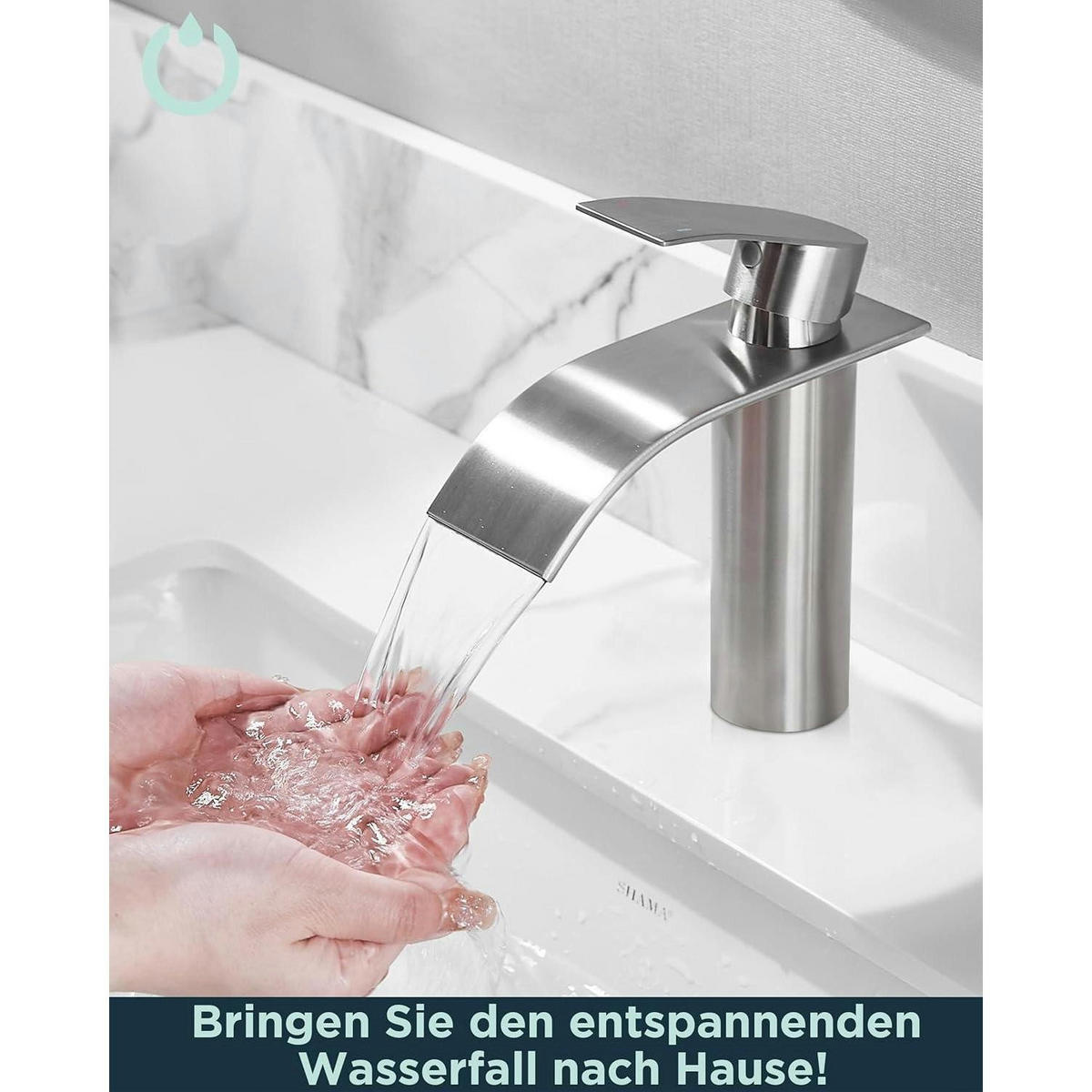 WASCHTISCHARMATUR Wasserfall Einlochmontage polierter Chrom - Silberfarben, Metall (12.7/7.5/17.8cm)