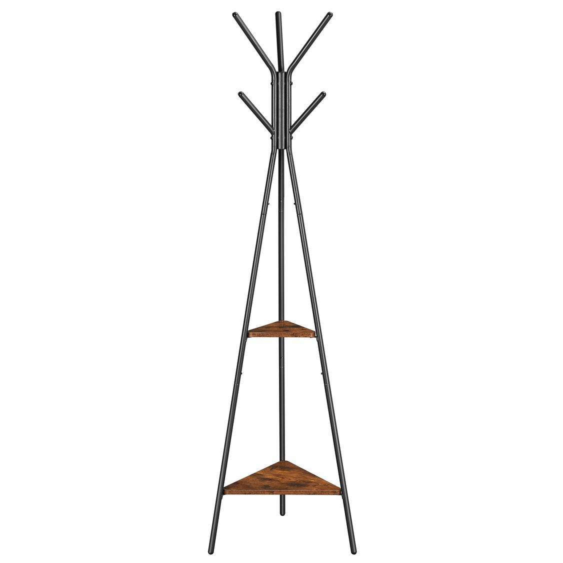 KLEIDERSTÄNDER Holzoptik Metall Dunkelbraun Schwarz mit Ablagen 179 × 49,5 cm - Dunkelbraun/Schwarz, Holzwerkstoff/Metall (49/179/49cm) - Begryf