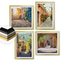 WANDBILDER 4er Set - 50x50 cm & 40x60 cm Goldrahmen - Charmante Straßen mit Steinen - Goldfarben, Kunststoff (50/50cm) - ArtPrintCave