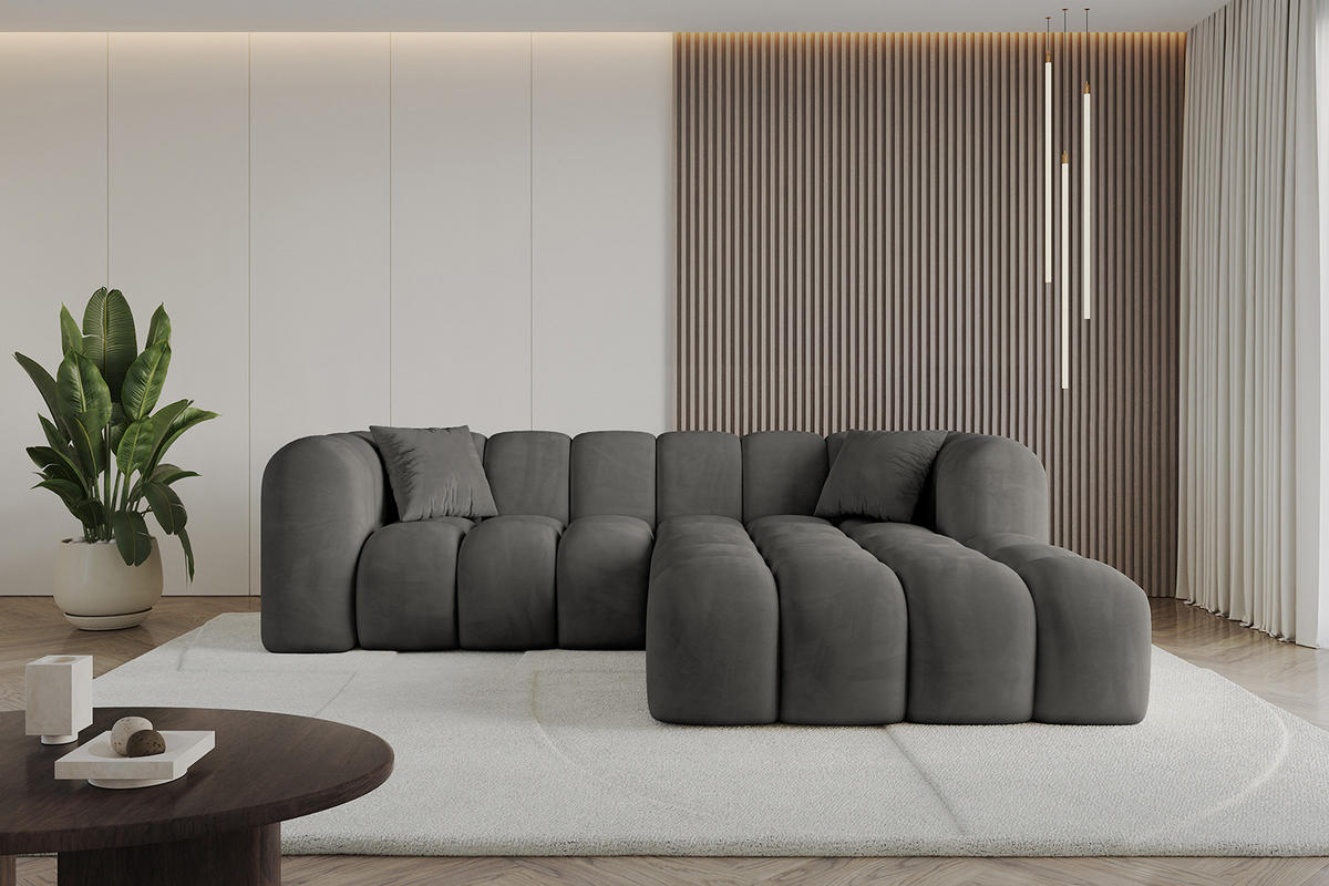 ECKSOFA Ottomane Rechts OLEA-L1 - 231x173x74 cm Anthrazit - Anthrazit/Schwarz, Holzwerkstoff/Kunststoff (231/173cm) - ALTDECOR