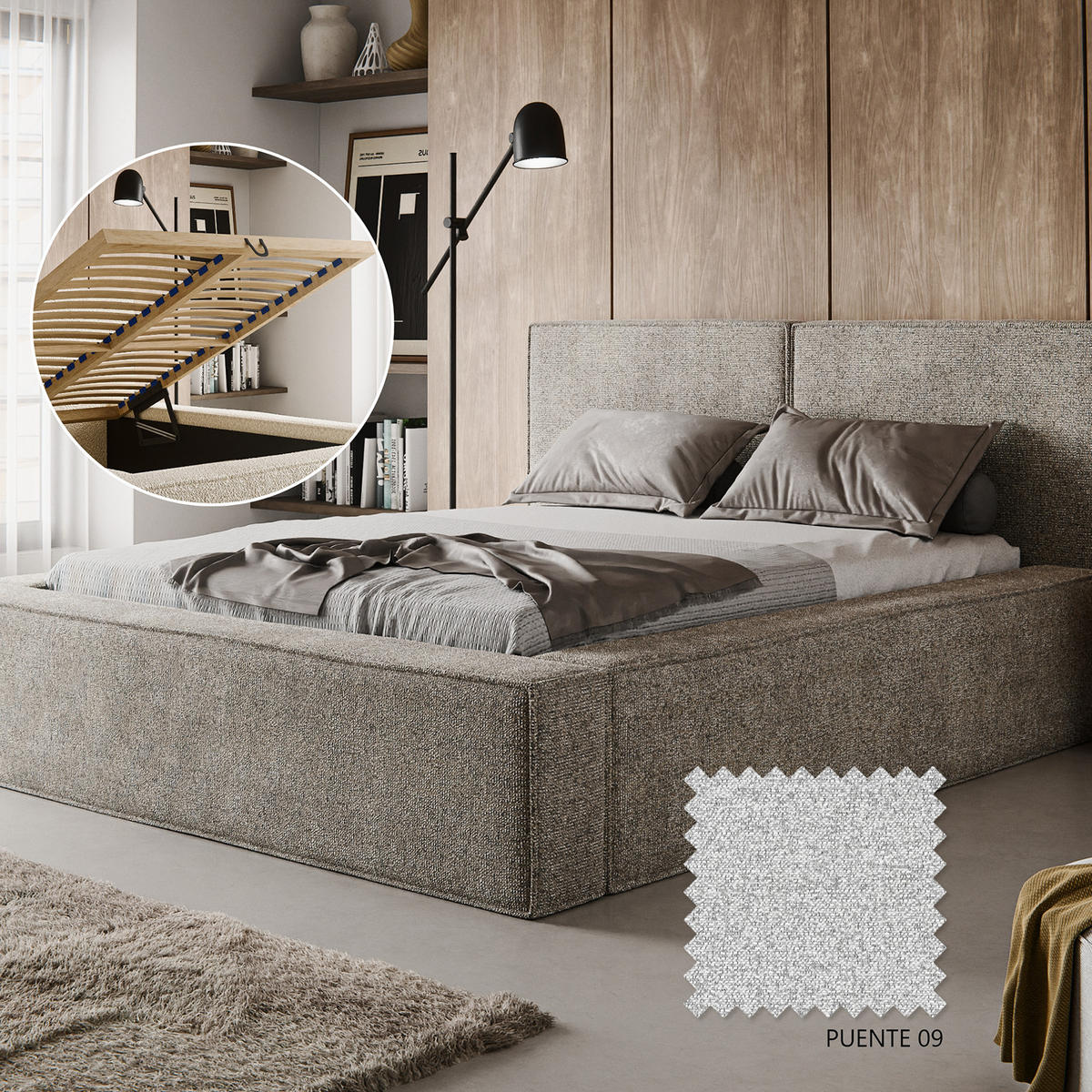 POLSTERBETT LESTI 140x200 cm, Grau - Grau, Textil (200/140cm) - Fedve