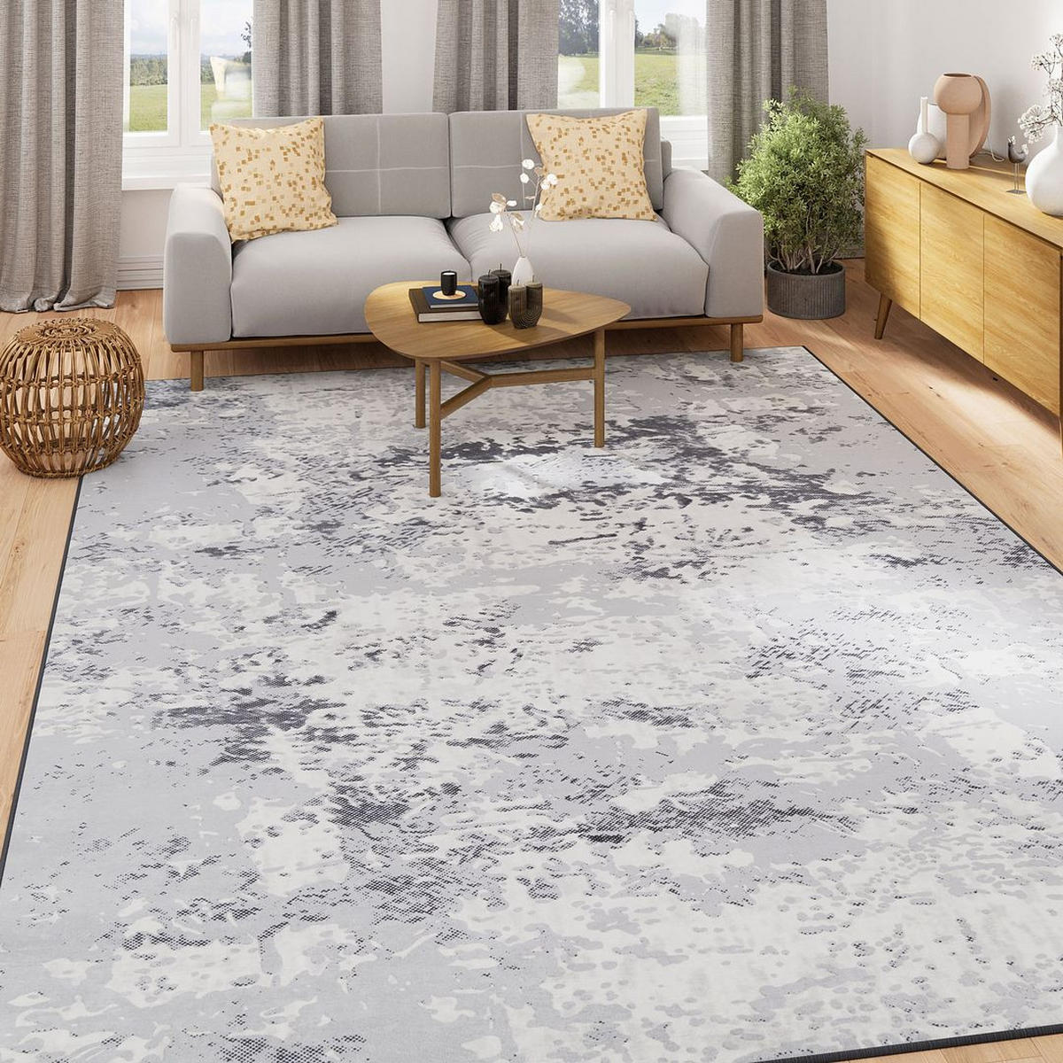 TEPPICH WASCHBAR Verona Thea Grau - Grau, Textil (191/279cm) - Kukoon Rugs