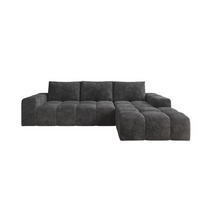 ECKSOFA Cento, L-Form, Ottomane Rechts, Cordstoff, 285x56x180 cm, Dunkelgrau - Dunkelgrau, Holz (285/180cm) - PROMETO Möbel