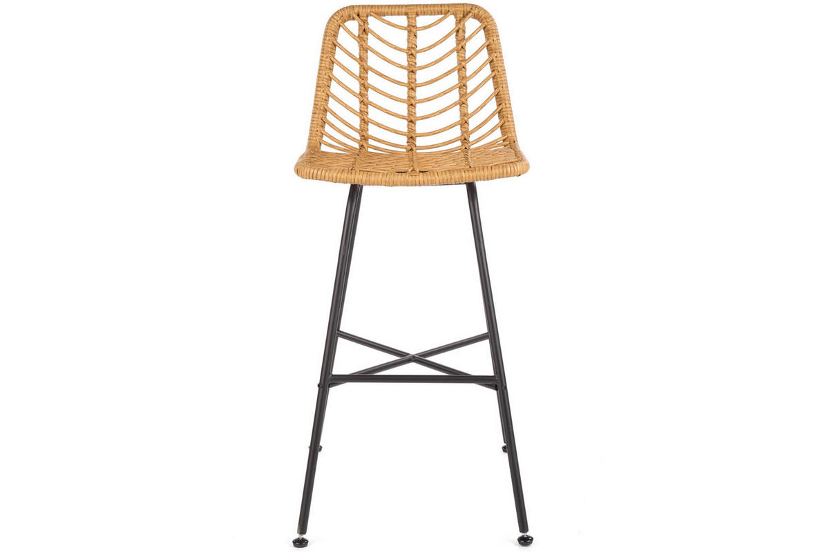 HOCKER IDUS Skandinavisch, natur/schwarz - Schwarz/Naturfarben, Kunststoff (113/46/43cm) - KONSIMO®
