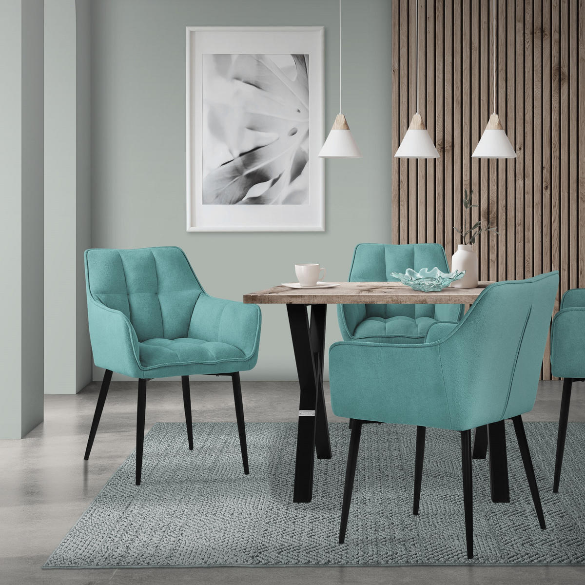 ESSZIMMERSTUHL petrol - Hellblau, Textil (63/90/57cm) - ML-DESIGN