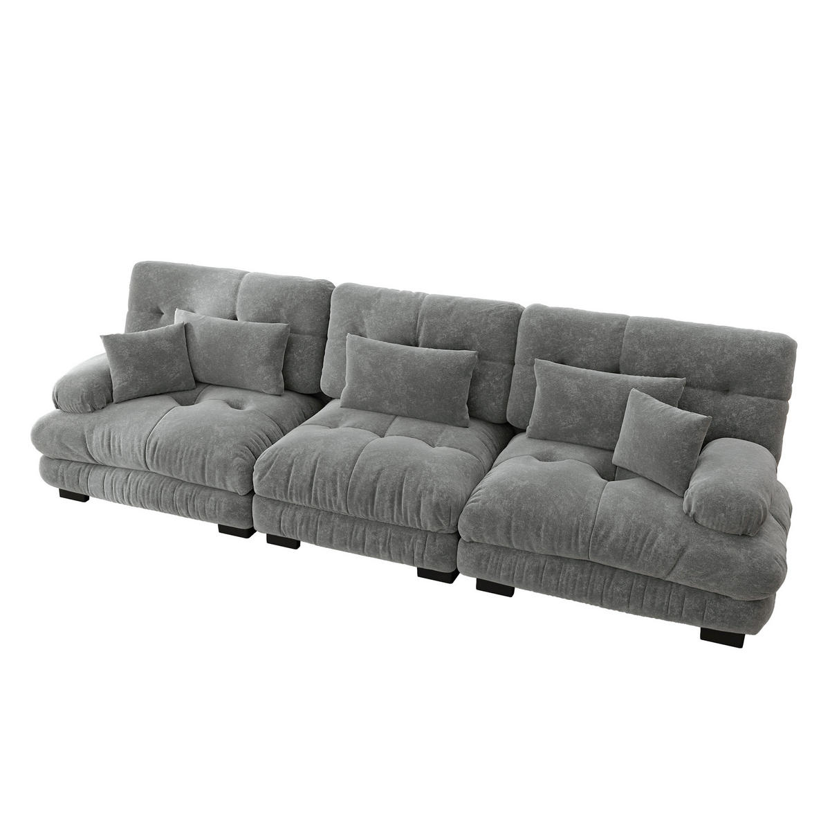 SOFA modular Tiefensitz Chenille Grey - Hellgrau, Kunststoff (77/81/313cm) - Meubliv