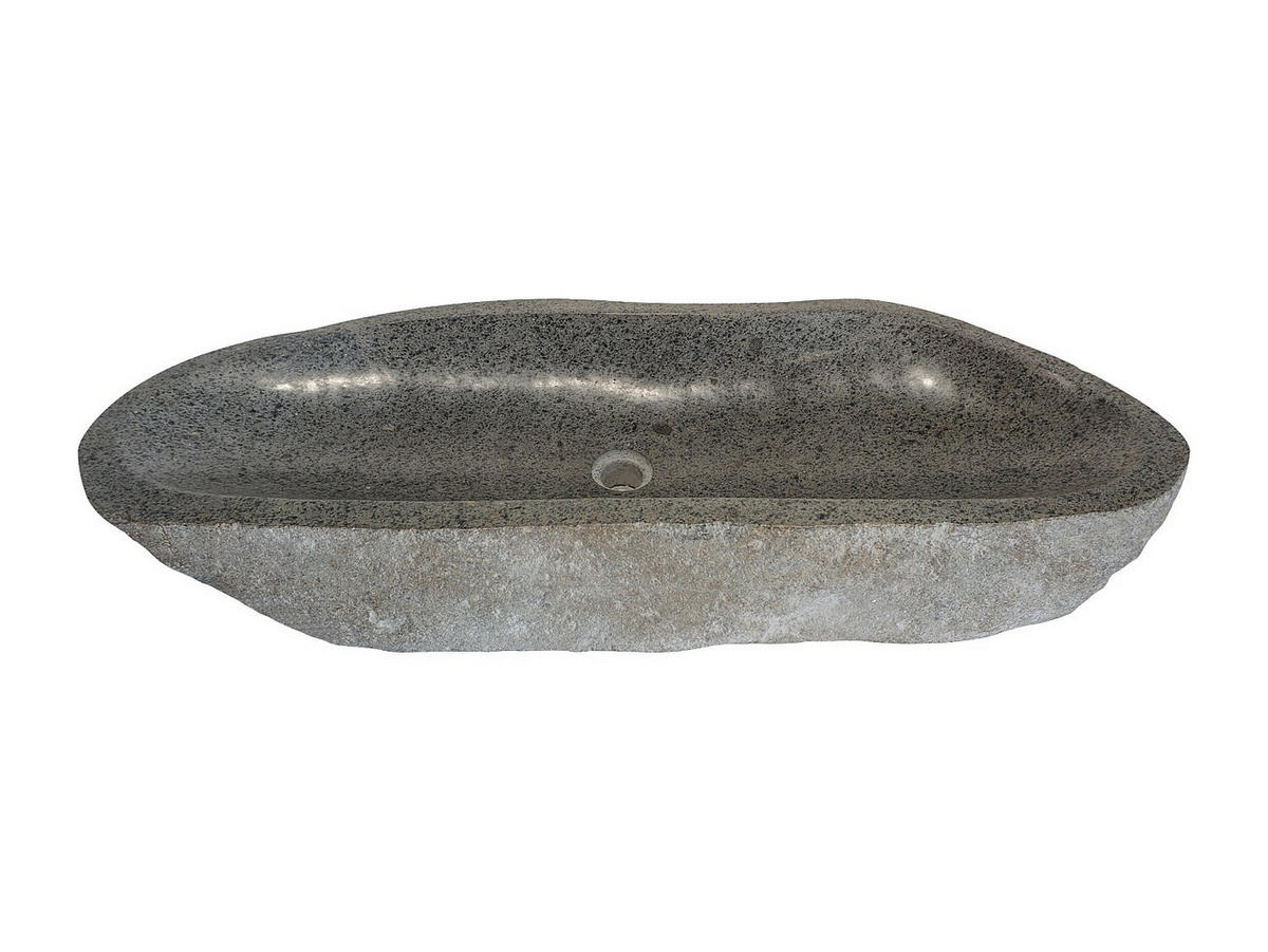 AUFSATZWASCHBECKEN - 90 cm, 105 cm x 30 cm, 48 cm - Stein - Grau - PIEDRI - Grau, Stein (90/15/30cm) - Vente-Unique